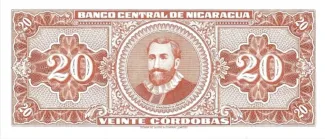 Nicaragua 20 Córdobas, 1968 reverse