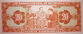 Nicaragua 20 Córdobas, 1972 reverse