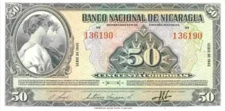 Nicaragua 50 Córdobas, 1945 image