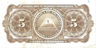 Nicaragua 5 Córdobas, 1927-1939 reverse