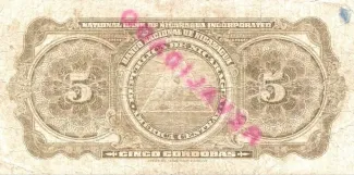 Nicaragua 5 Córdobas, 1934 reverse