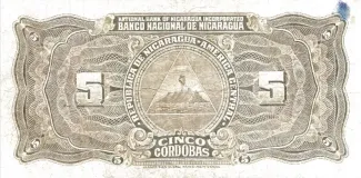 Nicaragua 5 Córdobas, 1935 reverse