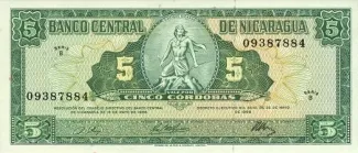 Nicaragua 5 Córdobas, 1968 image
