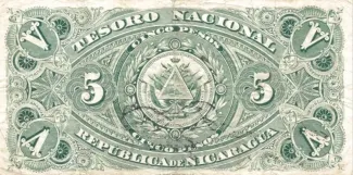 Nicaragua 5 Pesos, 1894 reverse