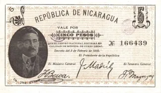 Nicaragua 5 Pesos, 1910
