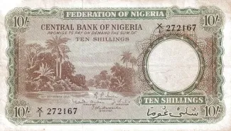 Nigeria 10 Shillings, 1958 image