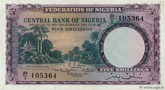 Nigeria 5 Shillings, 1958 image