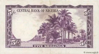 Nigeria 5 Shillings, 1958 reverse