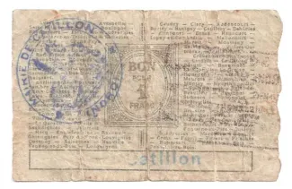 Nord, Department of 1 Franc, 1916 reverse