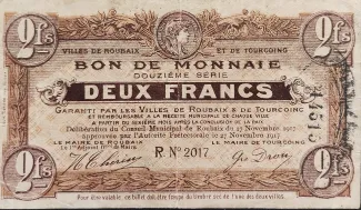 Nord, Department of 2 Francs, 1917 image