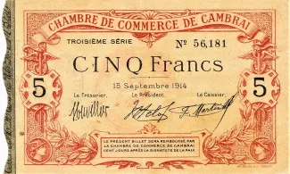 Nord, Department of 5 Francs, 1914 image