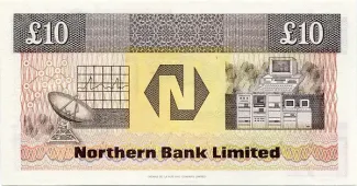 Northern Ireland 10 Pounds, 1988-1996 reverse