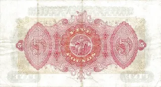Northern Ireland 5 Pounds, 1929-1958 reverse