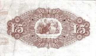 Northern Ireland 5 Pounds, 1938-1946 reverse