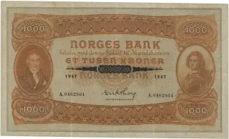 Norway 1.000 Kroner, 1945-1947 obverse