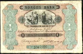 Norway 1 Speciedaler, 1865-1876 obverse