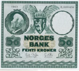 Norway 50 Kroner, 1950-1965 obverse