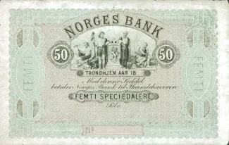 Norway 50 Speciedaler, 1866-1870                (1866-1877) obverse