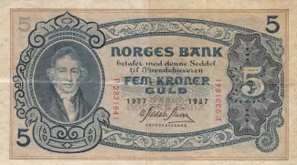 Norway 5 Kroner, 1901-1944 obverse