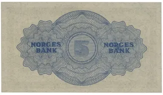Norway 5 Kroner, 1945-1954 reverse