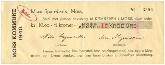 Norwegian notgeld 10 Kroner, 1940 obverse