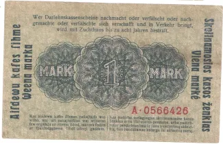 Ober Ost 1 Mark, 1918 reverse