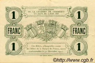 Oise, Department of 1 Franc, 1920 reverse