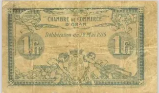 Oran, Department of 1 Franc, 1915 reverse