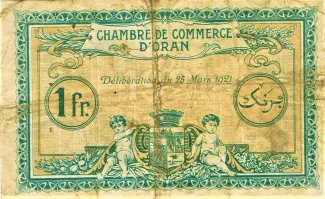 Oran, Department of 1 Franc, 1921 reverse