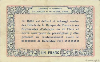 Orne, Department of 1 Franc, 1915 reverse