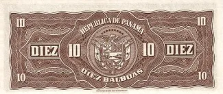 Panama 10 Balboas, 1941 reverse