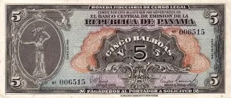 Panama 5 Balboas, 1941 obverse