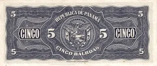 Panama 5 Balboas, 1941 reverse