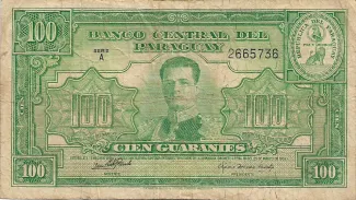 Paraguay 100 Guaranies, 1952 image