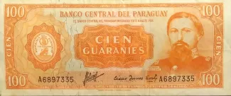 Paraguay 100 Guaranies, 1963 image