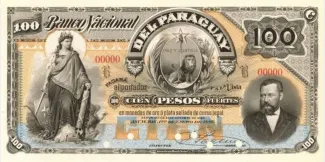 Paraguay 100 Pesos, 1886