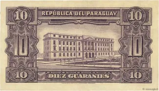 Paraguay 10 Guaranies, 1943 reverse