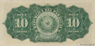 Paraguay 10 Pesos, 1907 reverse
