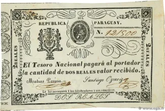 Paraguay 2 Reales, 1865