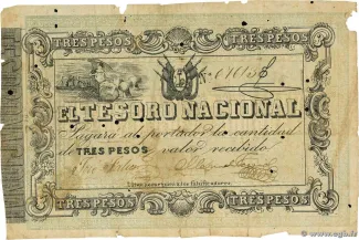 Paraguay 3 Pesos, 1860
