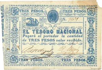 Paraguay 3 Pesos, 1865
