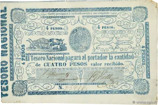 Paraguay 4 Pesos, 1865