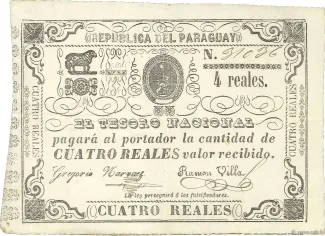 Paraguay 4 Reales, 1865