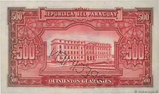 Paraguay 500 Guaranies, 1943 reverse
