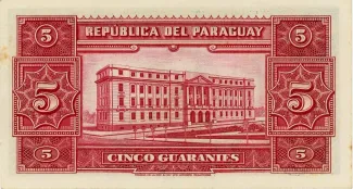 Paraguay 5 Guaranies, 1943 reverse