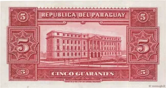 Paraguay 5 Guaranies, 1952 reverse