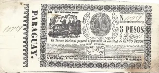 Paraguay 5 Pesos, 1865-1870