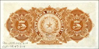 Paraguay 5 Pesos, 1907 reverse