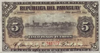 Paraguay 5 Pesos, 1916