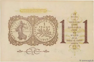 Paris, Department of 1 Franc, 1920 reverse